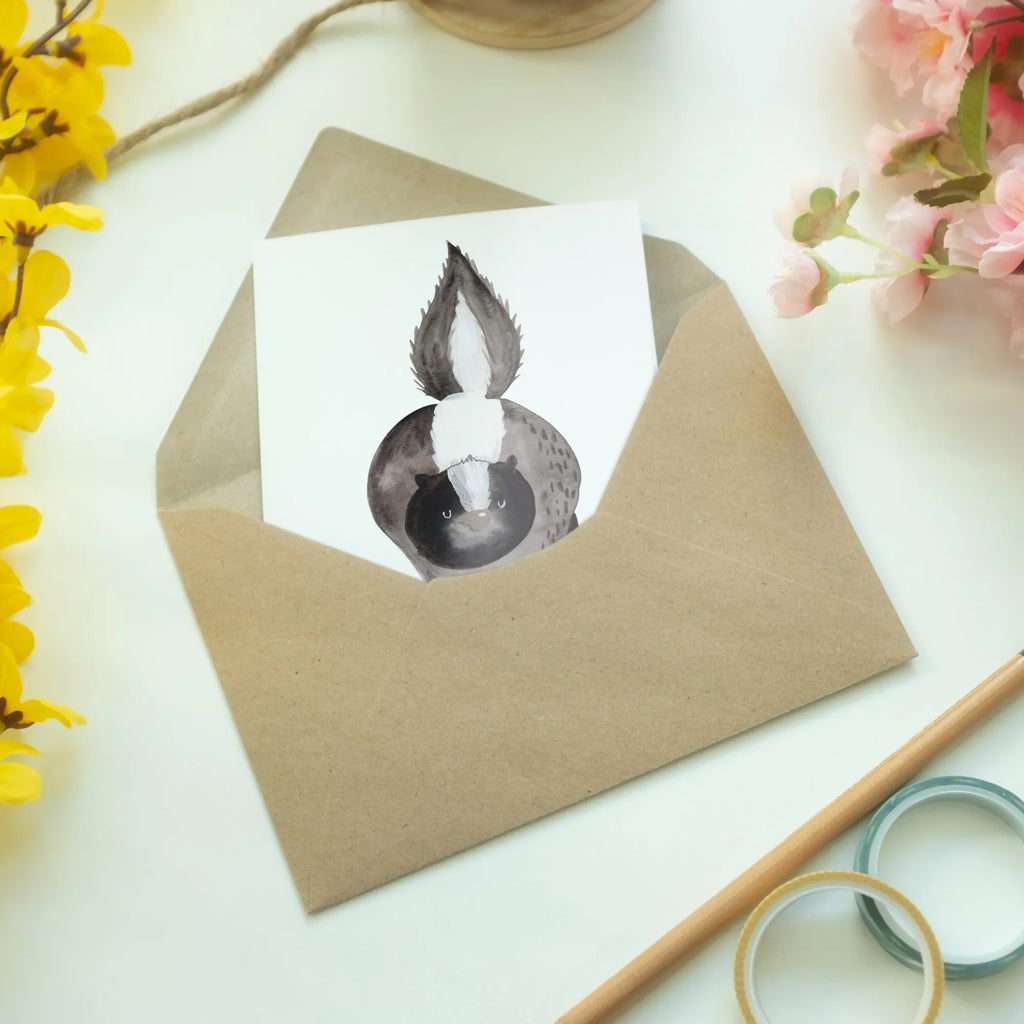 Personalised greetings card skunk attack Skunk, wild animal, skunk, threatening, stinky, stinker, predator, angry