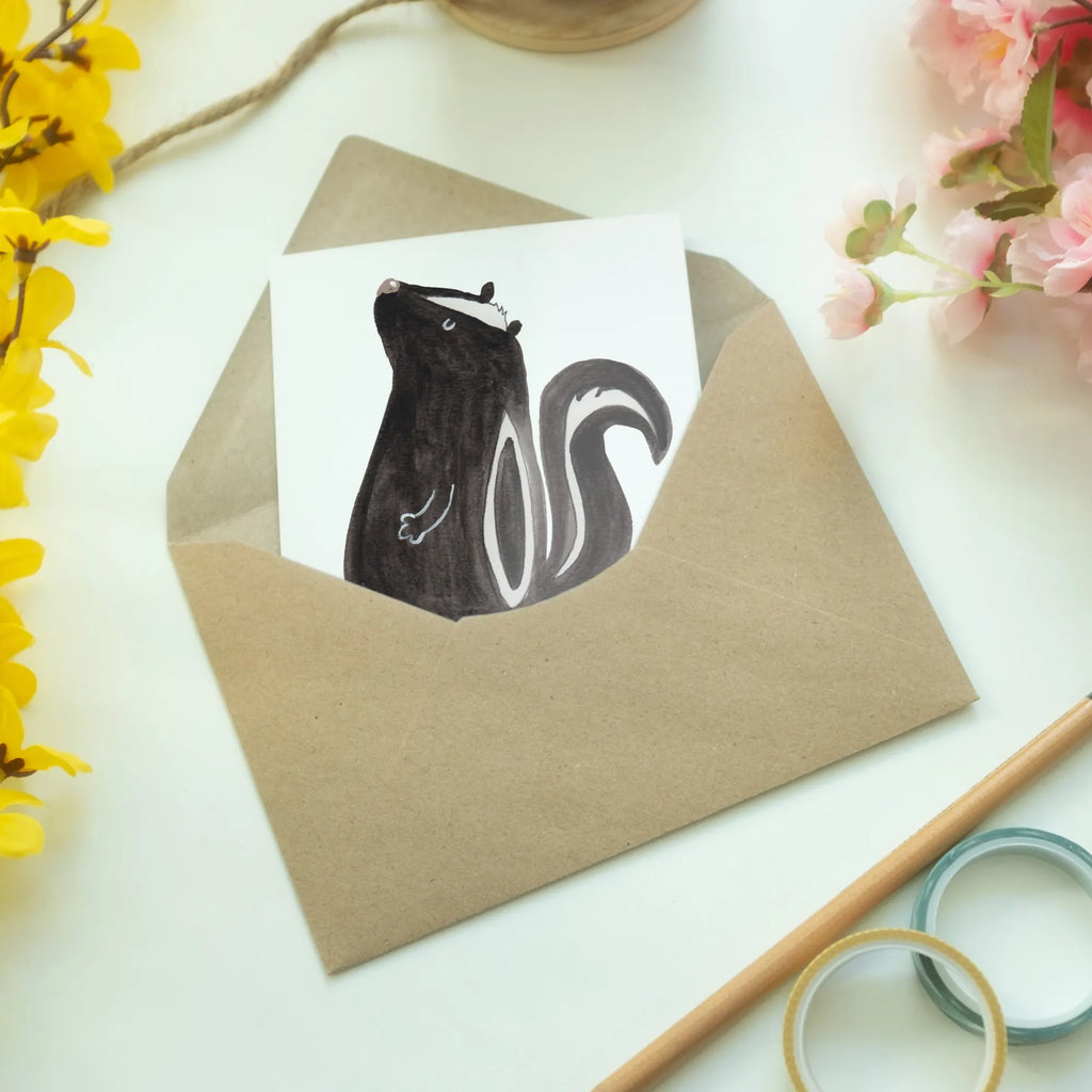 Personalised greetings card skunk Sit Skunk, office, law, stinker, wild animal, slogan, predator, skunk, know-it-all, stinky
