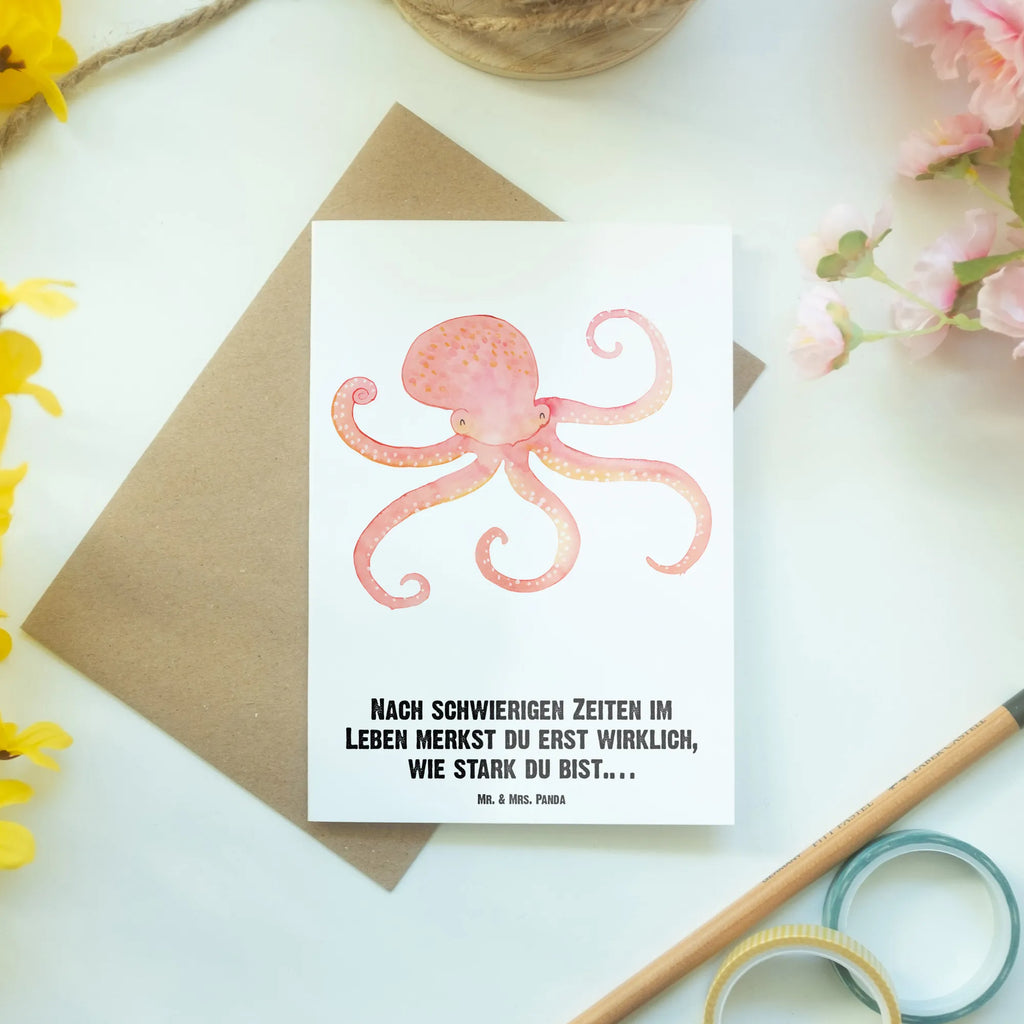 Personalised greetings card Squid small animals, cute, funny, cute animal motives, hand drawn, small world, funny sayings, good mood, happy, gifts, gift ideas, special gifts, animal lover, card, octopus, squid, water, sea, ocean, arms, sea animal