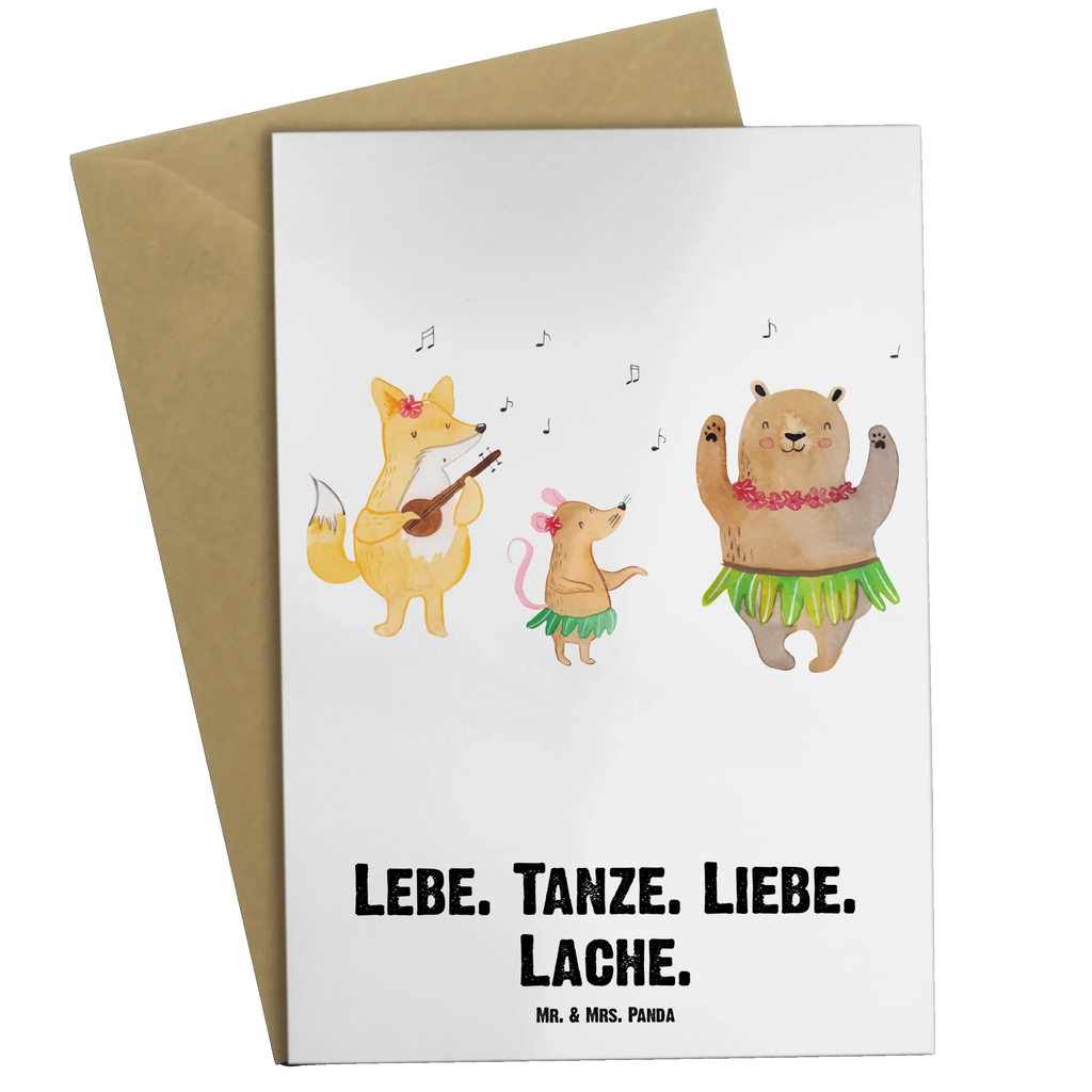 Personalised greetings card forest animals Aloha small animals, cute, funny, cute animal motives, hand drawn, small world, funny sayings, good mood, happy, gifts, gift ideas, special gifts, animal lover, card, forest animals, forest, aloha, dancing, bear, laughter, hedgehog, music, rabbit, life