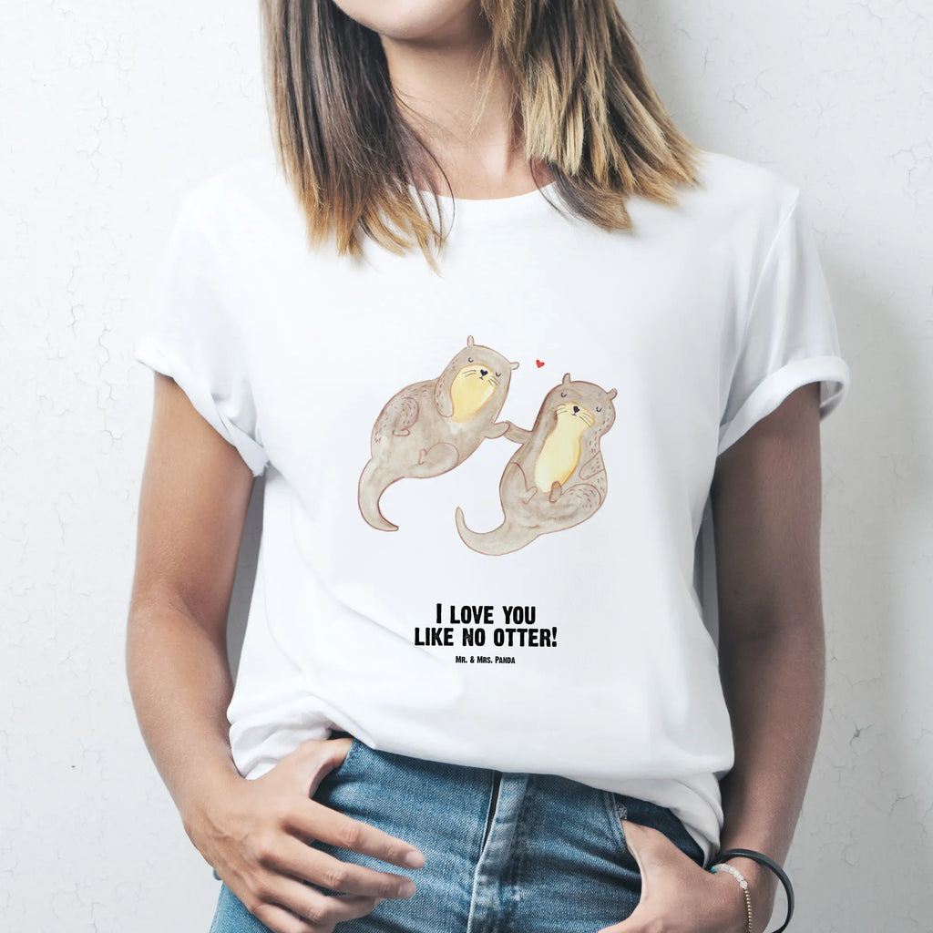 Rozmiar L Personalizowana koszulka wydra trzymać się za ręce T-Shirt Personalisiert, Wunschtext, Bedrucken, T-Shirt mit Aufruck, T-Shirt mit Namen, Fischotter, Seeotter, Otter, Otter Seeotter See Otter