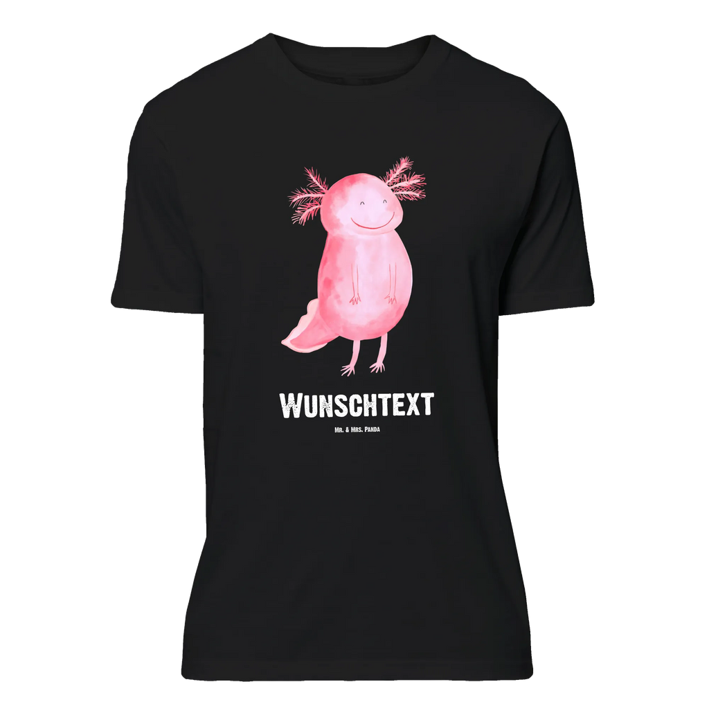 Personalisiertes T-Shirt Axolotl glücklich T-Shirt Personalisiert, T-Shirt mit Namen, Wunschtext, Bedrucken, T-Shirt mit Aufruck, Molch, Axolotl, Lurche, Lurch, Schwanzlurch, Axolot, Gute Laune, Motivation