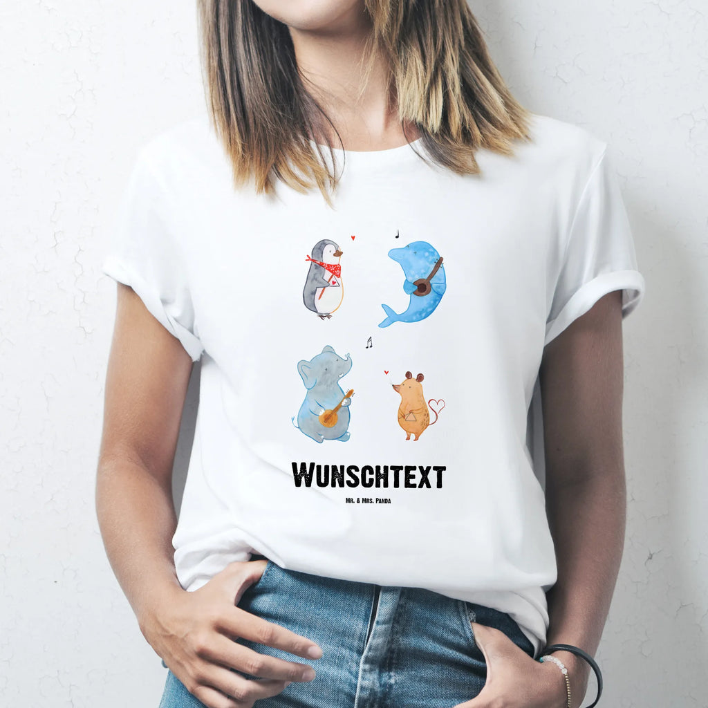 Rozmiar L Personalizowana koszulka Wielki zespół Bedrucken, T-Shirt Personalisiert, T-Shirt mit Aufruck, T-Shirt mit Namen, Wunschtext, Lustige Sprüche, Gute Laune, Tiere, Tiermotive, Musikanten, Hund, Gitarre, Maus, Musik, Delfin, Elefant, Triangel, Pinguin, Band