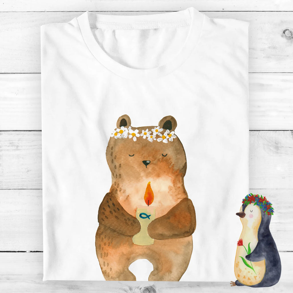 Personalisiertes T-Shirt Bär Kommunion T-Shirt Personalisiert, T-Shirt mit Namen, Frauen, Wunschtext, Männer, T-Shirt mit Aufruck, Bedrucken, Teddybär, Teddy, Bär, Taufkerze, Gottes Segen, katholisch, Kommunion
