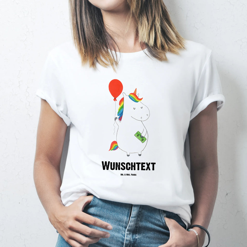 Rozmiar L Personalizowana koszulka Jednorożec Balon T-Shirt mit Aufruck, Bedrucken, Wunschtext, T-Shirt Personalisiert, T-Shirt mit Namen, Einhorn Deko, Unicorn, Einhorn, Einhörner, Geld, Lebenslust, Freude, Luftballon, Freundin, Geschenk