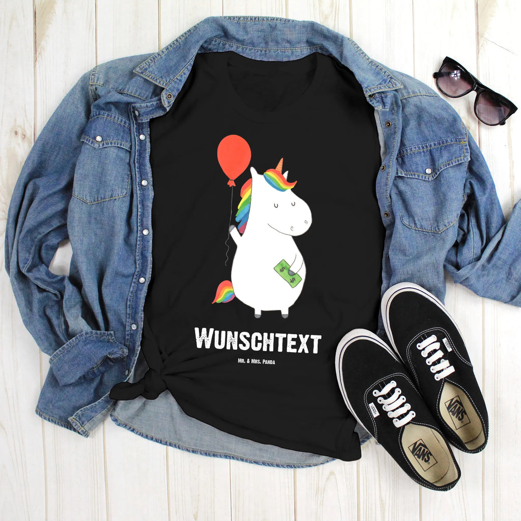 Rozmiar L Personalizowana koszulka Jednorożec Balon T-Shirt mit Aufruck, Bedrucken, Wunschtext, T-Shirt Personalisiert, T-Shirt mit Namen, Einhorn Deko, Unicorn, Einhorn, Einhörner, Geld, Lebenslust, Freude, Luftballon, Freundin, Geschenk