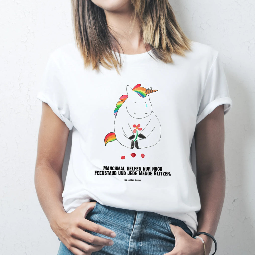 Rozmiar L Personalizowana koszulka Jednorożec Smutny Wunschtext, T-Shirt mit Namen, T-Shirt Personalisiert, Bedrucken, T-Shirt mit Aufruck, Einhorn Deko, Unicorn, Einhorn, Einhörner, Glitzer, Freunde, Liebe, Trauer, Blume, Trösten. Freundschaft, Grußkarte