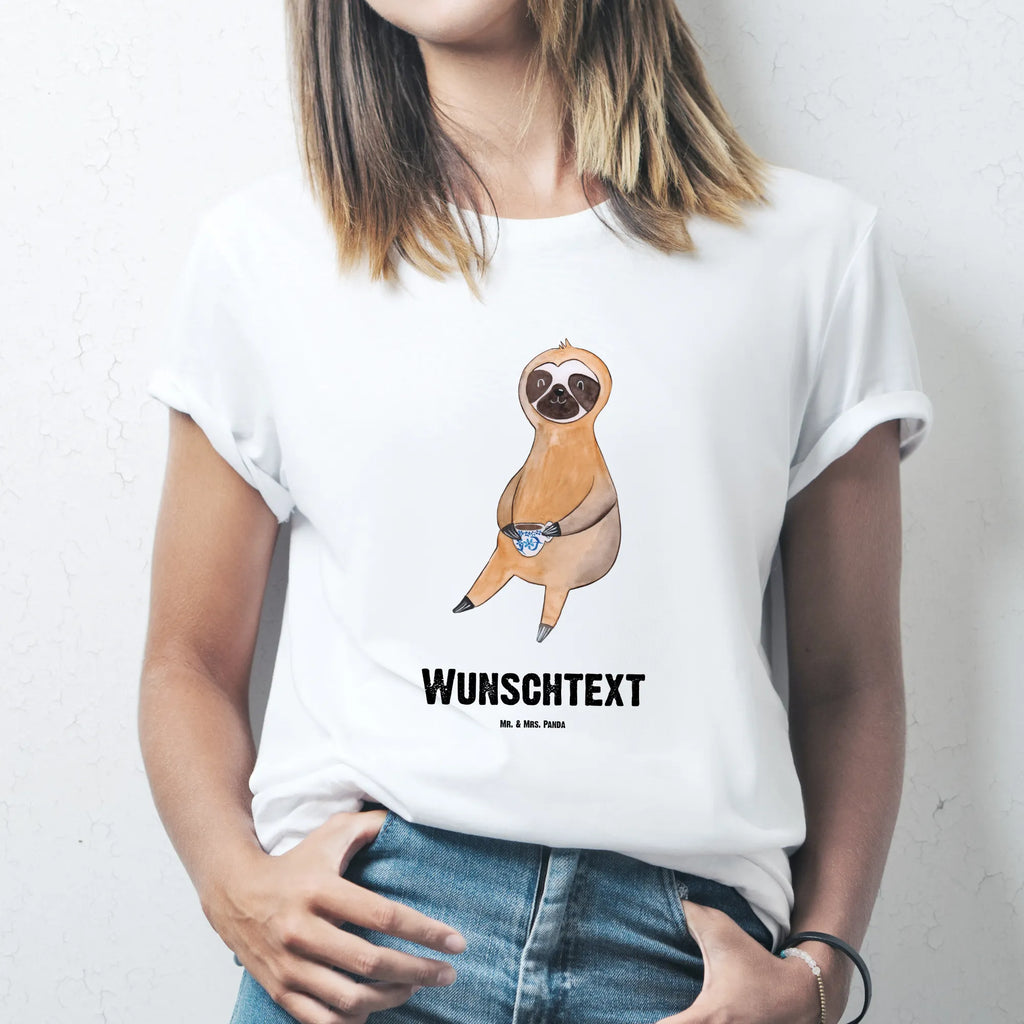 Rozmiar L Personalizowana koszulka Leniwiec kawa T-Shirt Personalisiert, Wunschtext, Bedrucken, T-Shirt mit Namen, T-Shirt mit Aufruck, Faultier Deko, Faultier Geschenk, Faultier, faul, Frühaufsteher, Faultiere, Kaffeegetränk, Coffee, Morgenmuffel, Erster Kaffee, Lieblingstier, Kaffeetasse, Genießer, Kaffee