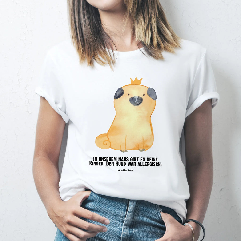 Personalisiertes T-Shirt Mops Krone Bedrucken, Wunschtext, Männer, T-Shirt mit Aufruck, Frauen, T-Shirt mit Namen, T-Shirt Personalisiert, Hund, Hundemotiv, Haustier, Hunderasse, Tierliebhaber, Hundebesitzer, Sprüche, lustig, Hundebesitzer. Spruch, kinderlos, allergisch, Hausregel, Mops