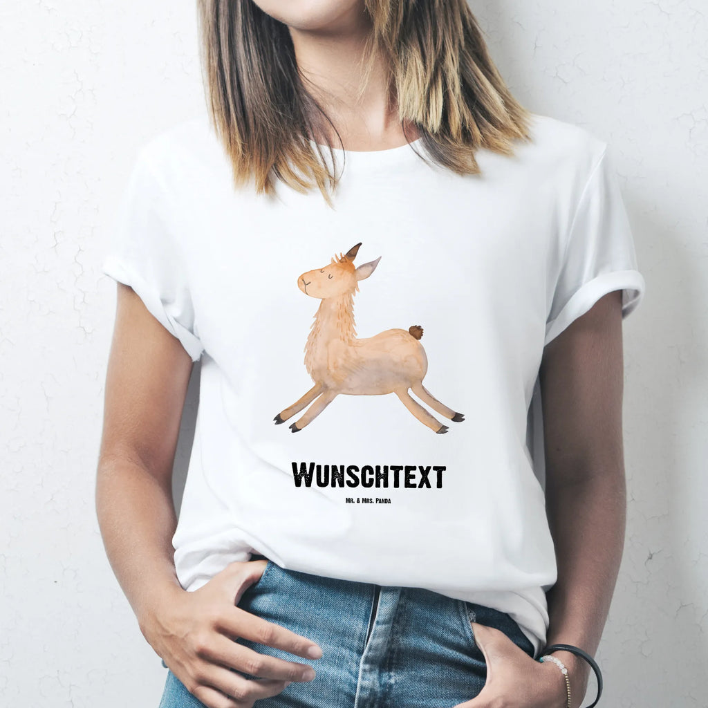 Personalised T-Shirt lama Jump T-Shirt Personalisiert, Bedrucken, Wunschtext, T-Shirt mit Aufruck, T-Shirt mit Namen, Alpaka, Lama, Guten Morgen, Lamas, Prüfung, Fröhlich, Start, Liebeskummer, Lieblingstag, Abitur, Freundin, Glück, Neustart, Happy Day