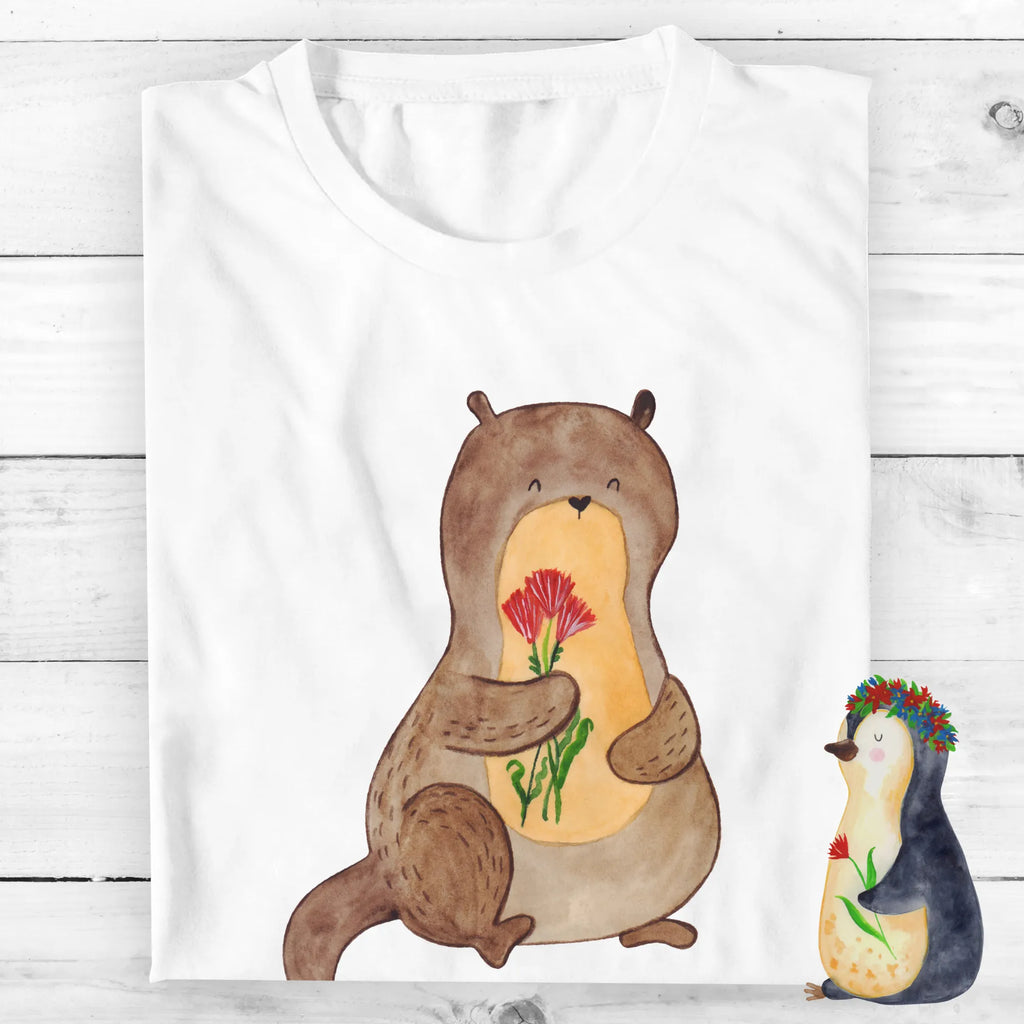 Rozmiar L Personalizowana koszulka wydra bukiet kwiatów T-Shirt mit Aufruck, Wunschtext, T-Shirt mit Namen, Bedrucken, T-Shirt Personalisiert, Fischotter, Seeotter, Otter, Otter Seeotter See Otter