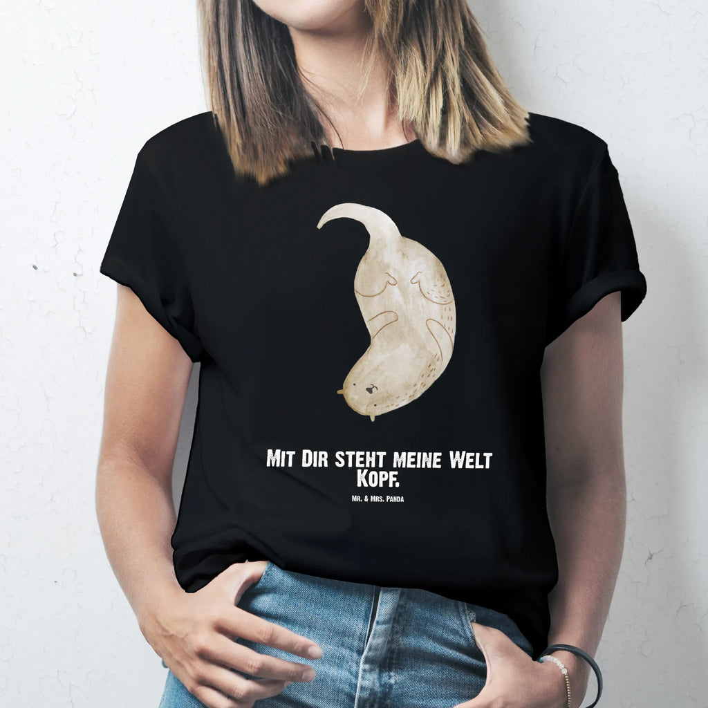 Personalised T-Shirt otter upside down T-Shirt mit Namen, Wunschtext, Bedrucken, T-Shirt mit Aufruck, T-Shirt Personalisiert, Fischotter, Seeotter, Otter, Otter Seeotter See Otter