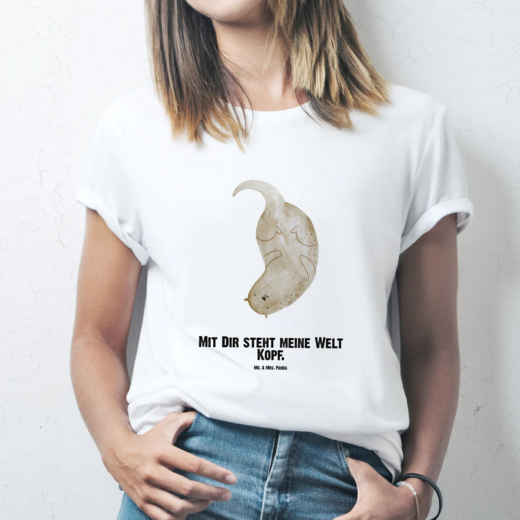 Personalised T-Shirt otter upside down T-Shirt mit Namen, Wunschtext, Bedrucken, T-Shirt mit Aufruck, T-Shirt Personalisiert, Fischotter, Seeotter, Otter, Otter Seeotter See Otter