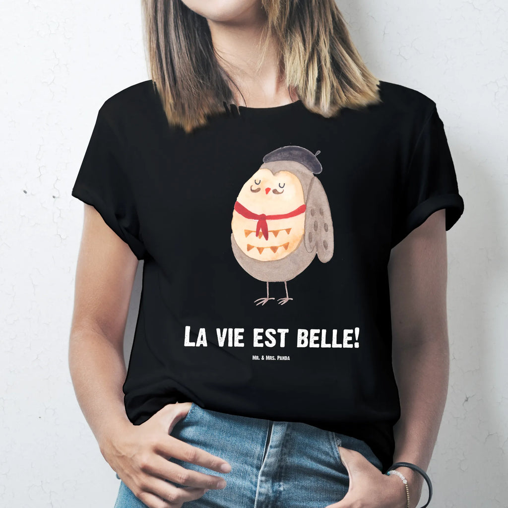Personalisiertes T-Shirt Eule Französisch T-Shirt Personalisiert, Wunschtext, T-Shirt mit Aufruck, T-Shirt mit Namen, Bedrucken, Eule, Owl, La Vie Est Belle, Hibou, Spruch Französisch, Frankreich, Spruch schön, Eulen, Eule Deko, Das Leben Ist schön