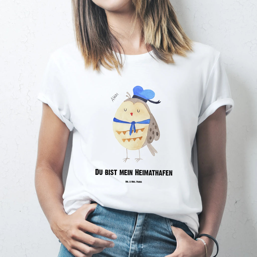 Rozmiar L Personalizowana koszulka sowa Marynarz Wunschtext, T-Shirt mit Namen, Bedrucken, T-Shirt mit Aufruck, T-Shirt Personalisiert, Eule, Heimathafen, Owl, Eule Deko, Seefahrer, Hochzeitstag Geschenk, Eule Spruch, Ehe, Matrose, Freundin, Wortspiel Lustig