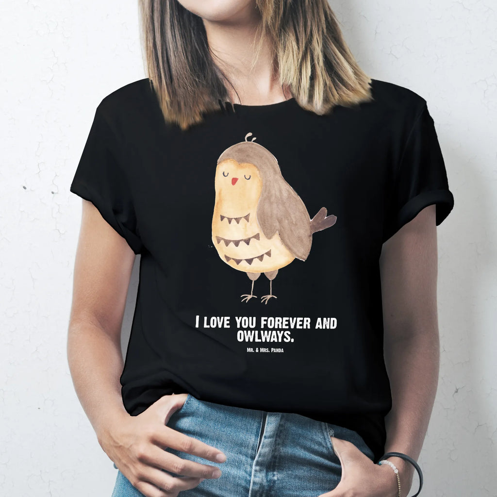 Personalised T-Shirt Owl Satisfied Wunschtext, T-Shirt mit Aufruck, T-Shirt mit Namen, T-Shirt Personalisiert, Bedrucken, Eule, Romantisch, Geschenk Hochzeitstag, Wortspiel Lustig, Owl, Eule Spruch, Spruch schön, Eule Deko, Liebe Spruch