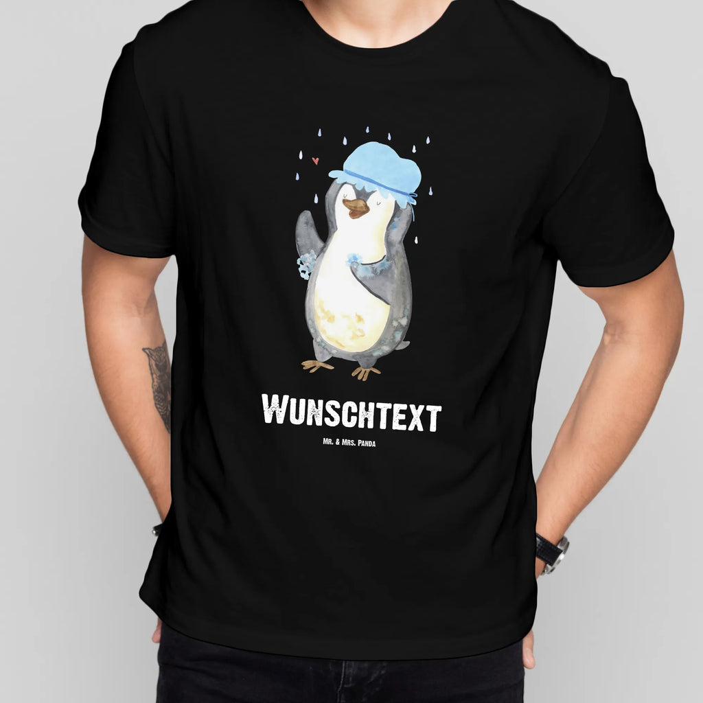 Rozmiar L Personalizowana koszulka Pingwin Prysznic T-Shirt Personalisiert, T-Shirt mit Namen, Bedrucken, Wunschtext, T-Shirt mit Aufruck, Pinguin, Duschen, Pinguine, Neustart, glücklich sein, Motivation, Lebensmotto, Dusche, Neuanfang