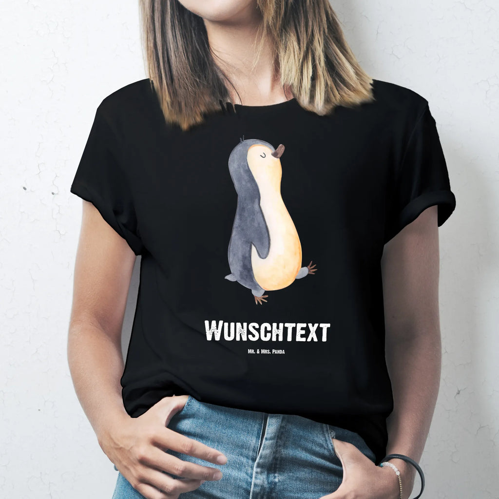 Rozmiar L Personalizowana koszulka Pingwin maszerować T-Shirt mit Namen, T-Shirt Personalisiert, T-Shirt mit Aufruck, Bedrucken, Wunschtext, Pinguin, Schwester, Familie, Langschläfer, Bruder, Frühaufsteher, Pinguine