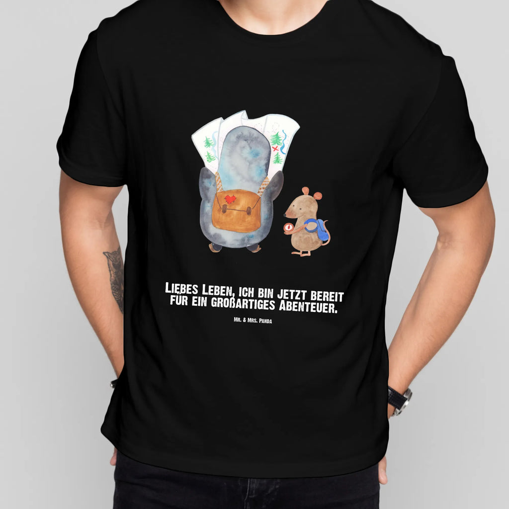 Rozmiar L Personalizowana koszulka Pingwin i Mysz Wędrowcy T-Shirt mit Aufruck, T-Shirt mit Namen, Bedrucken, T-Shirt Personalisiert, Wunschtext, Pinguin, Abenteurer, Roadtrip, Pinguine, Ausflug, Abenteuer, Wandern, Wanderlust