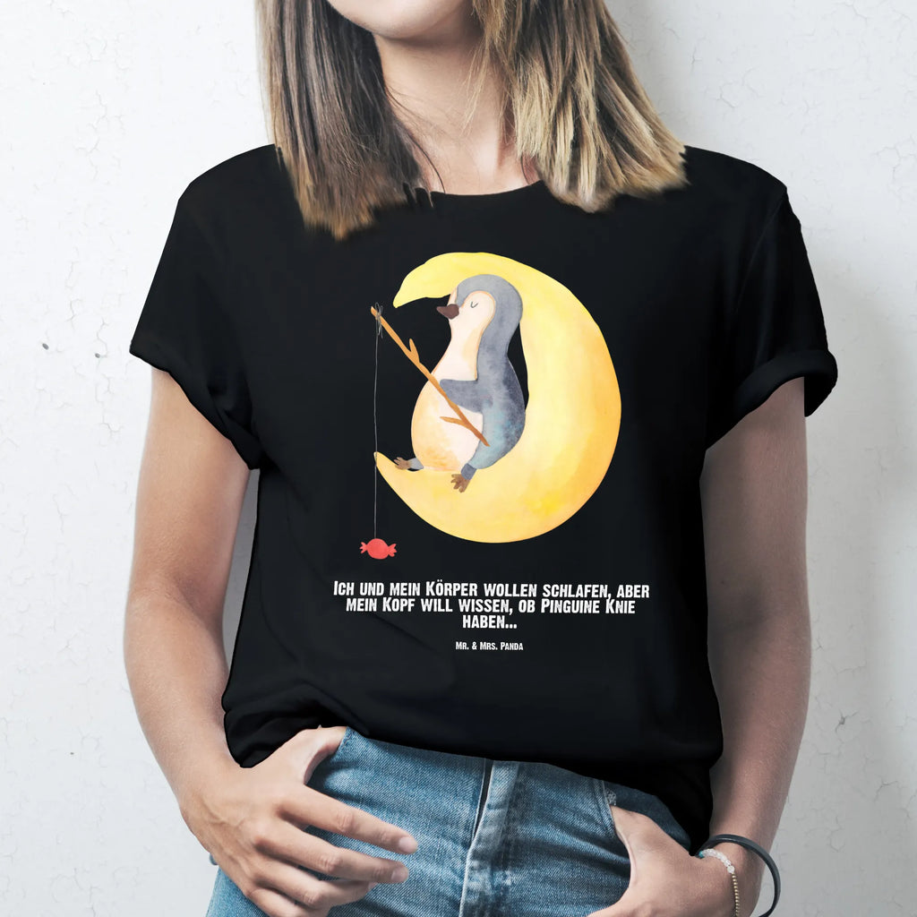 Rozmiar L Personalizowana koszulka pingwin księżyc T-Shirt mit Namen, T-Shirt Personalisiert, T-Shirt mit Aufruck, Pinguin, Pinguine, Gästezimmer, Spruch, schlafen, Schlafzimmer, Einschlafen, Nachtruhe, Schlafstörungen