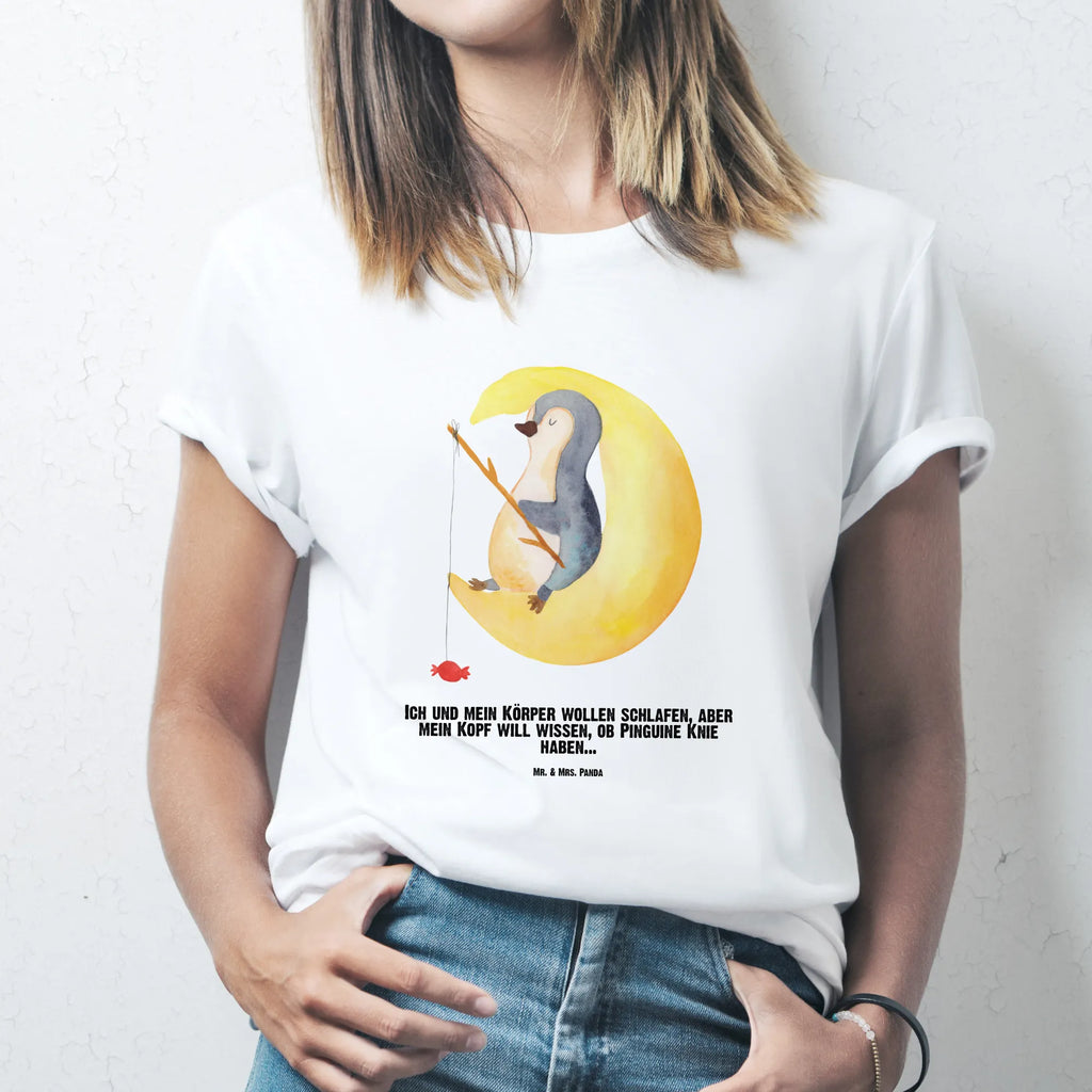 Rozmiar L Personalizowana koszulka pingwin księżyc T-Shirt mit Namen, T-Shirt Personalisiert, T-Shirt mit Aufruck, Pinguin, Pinguine, Gästezimmer, Spruch, schlafen, Schlafzimmer, Einschlafen, Nachtruhe, Schlafstörungen