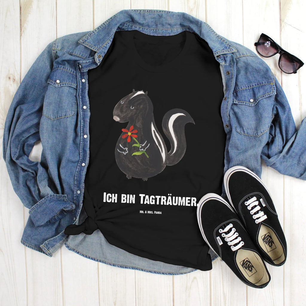 Personalisiertes T-Shirt Stinktier Blume Wunschtext, T-Shirt Personalisiert, T-Shirt mit Namen, Bedrucken, T-Shirt mit Aufruck, Stinktier, Skunk, Dreams, Träume, Wildtier, Stinker, Tagträumer, Stinki, Raubtier, Verträumt