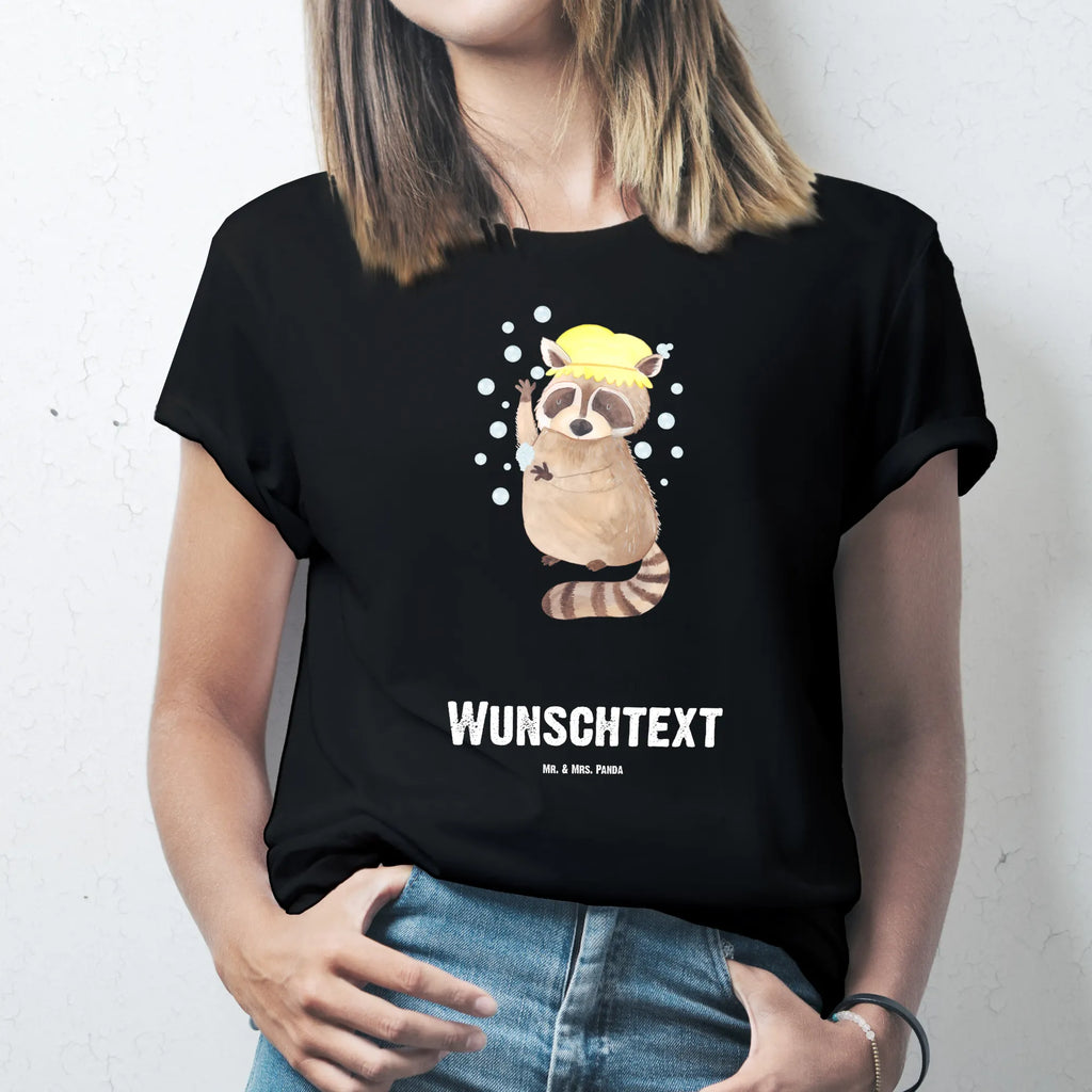 Rozmiar L Personalizowana koszulka Szop pracz T-Shirt Personalisiert, T-Shirt mit Aufruck, T-Shirt mit Namen, Wunschtext, Bedrucken, Tiermotive, Tiere, Gute Laune, Lustige Sprüche, Waschen, Waschbär, Seifenblasen, Plan, Tagträumen, Fröhlich