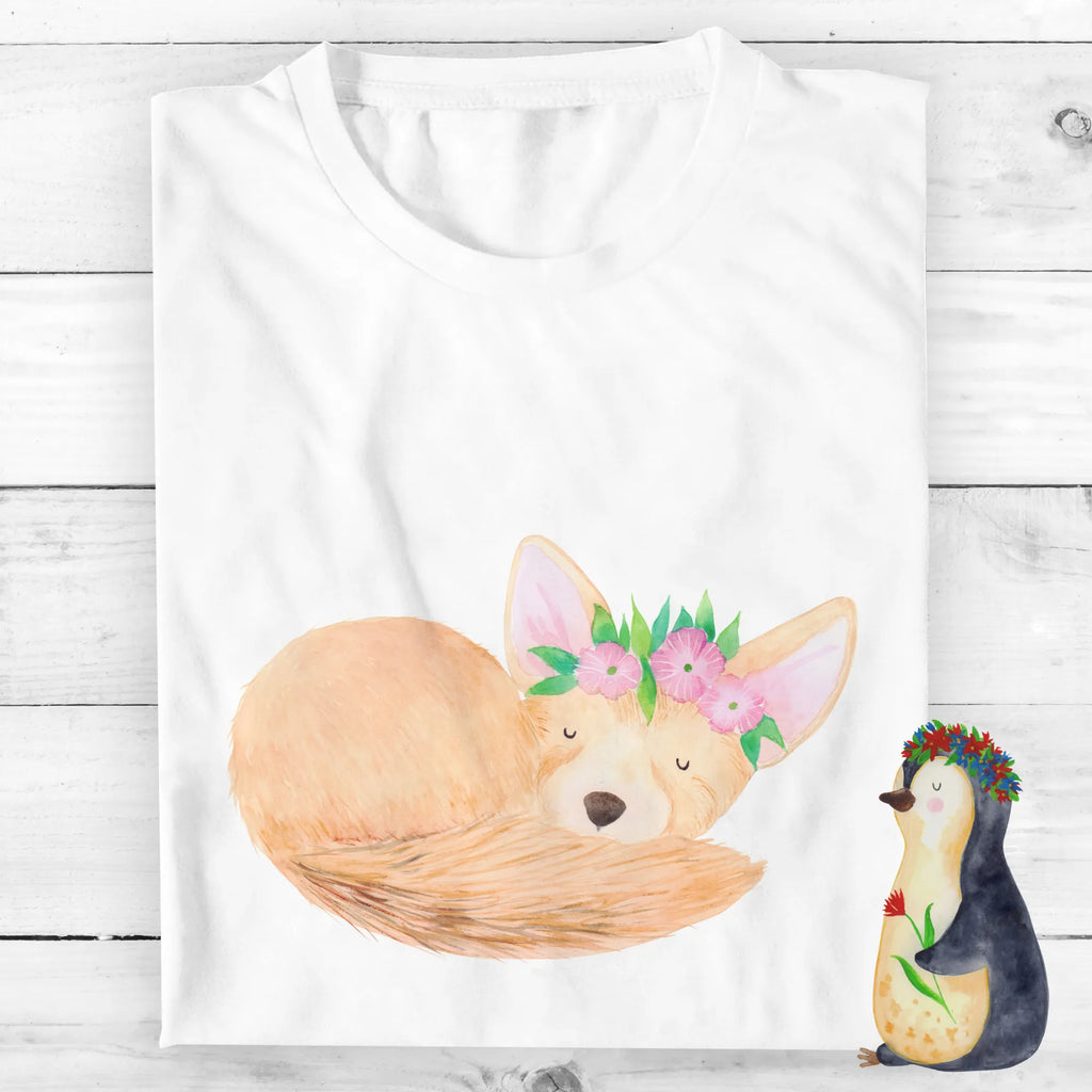 Rozmiar L Personalizowana koszulka lis pustynny kwiaty T-Shirt Personalisiert, Männer, Wunschtext, Frauen, Bedrucken, T-Shirt mit Aufruck, T-Shirt mit Namen, Wildtiere, Afrika, Blumenkranz, Blumen, Wüste, Glücklich, Wüstenfuchs