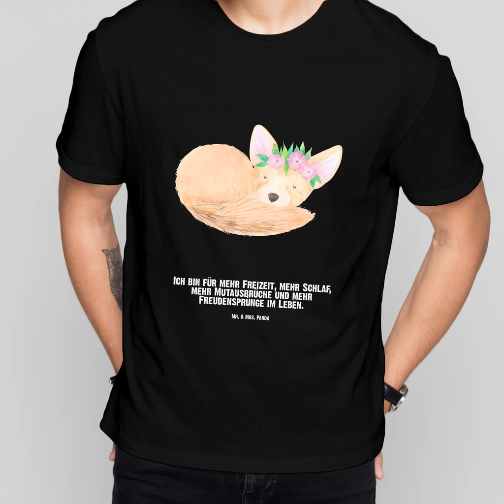 Rozmiar L Personalizowana koszulka lis pustynny kwiaty T-Shirt Personalisiert, Männer, Wunschtext, Frauen, Bedrucken, T-Shirt mit Aufruck, T-Shirt mit Namen, Wildtiere, Afrika, Blumenkranz, Blumen, Wüste, Glücklich, Wüstenfuchs