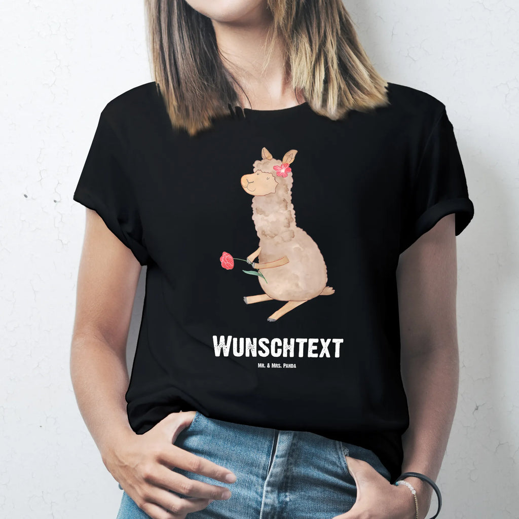Personalised T-Shirt alpaca flower T-Shirt mit Aufruck, Wunschtext, T-Shirt mit Namen, Bedrucken, T-Shirt Personalisiert, Alpaka, Lama, Lamas, Alpaka Witz, Alpaka Geschenk, Alpaka Dekor, Alpaka Dekoration, Motiv Alpaka, Blume, Alpaka Zitat, Alpaka Spruch