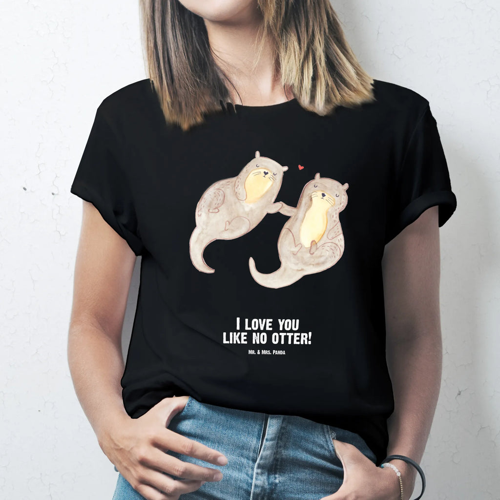Rozmiar L Personalizowana koszulka wydra trzymać się za ręce T-Shirt Personalisiert, Wunschtext, Bedrucken, T-Shirt mit Aufruck, T-Shirt mit Namen, Fischotter, Seeotter, Otter, Otter Seeotter See Otter