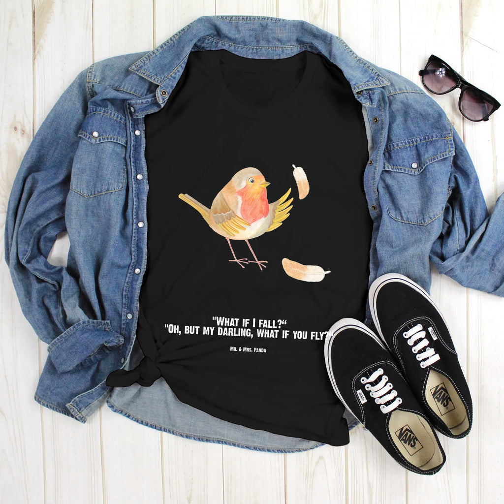 Personalised T-Shirt robin feathers Wunschtext, Bedrucken, T-Shirt mit Namen, T-Shirt Personalisiert, T-Shirt mit Aufruck, Gute Laune, Lustige Sprüche, Tiere, Tiermotive, Spruch Motivation, Spruch Mut, What If I Fall, Vogel, Motivation Sprüche, Rotkehlchen, Motivationsbilder, fliegen