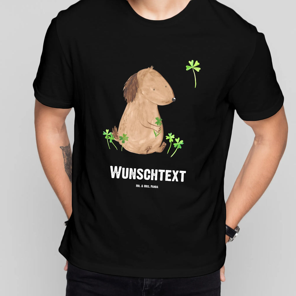 Rozmiar L Personalizowana koszulka pies koniczyna T-Shirt mit Namen, T-Shirt mit Aufruck, Männer, Frauen, Wunschtext, Bedrucken, T-Shirt Personalisiert, Hundemotiv, Hund, Haustier, Tierliebhaber, Sprüche, Hunderasse, Hundebesitzer, Glück, Glücksbringer, Neuanfang, Tagträume, Kleeblatt, Motivation, Geschenk, Selbstliebe, Achtsamkeit
