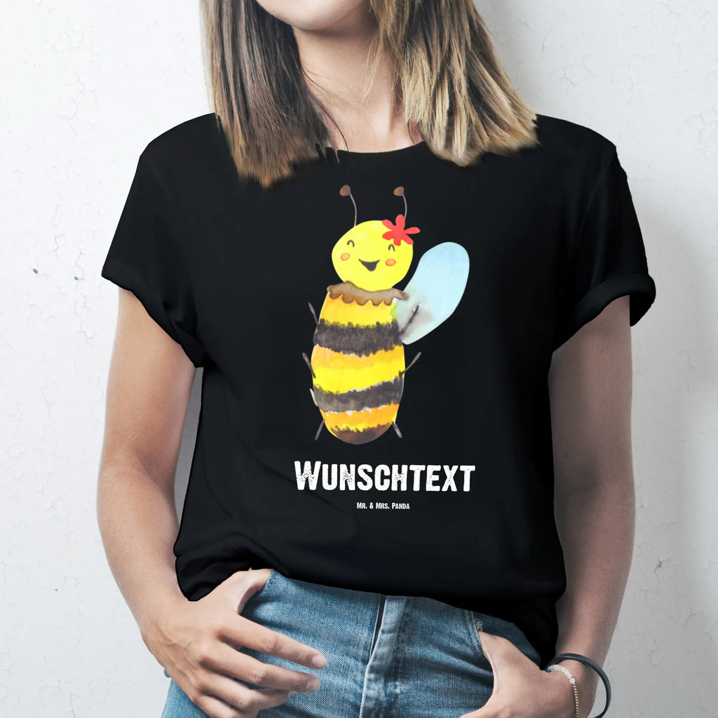 Personalisiertes T-Shirt Biene Happy Frauen, T-Shirt mit Namen, Damen, T-Shirt Personalisiert, T-Shirt mit Aufruck, Männer, Herren, Hummel, Biene, Wespe