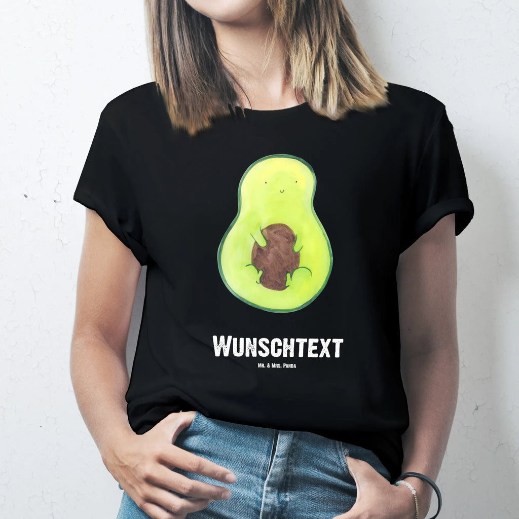 Personalisiertes T-Shirt Avocado mit Kern T-Shirt mit Namen, Wunschtext, Bedrucken, T-Shirt mit Aufruck, T-Shirt Personalisiert, Veggie, Vegan, Avocado, Gesund, Avocadokern, Spruch Leben, Pflanze, Avokado, Kern