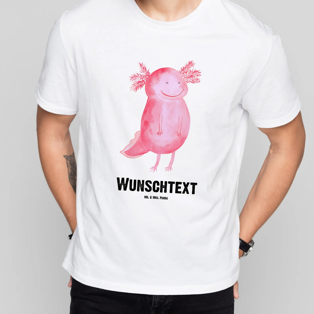 Personalisiertes T-Shirt Axolotl glücklich T-Shirt Personalisiert, T-Shirt mit Namen, Wunschtext, Bedrucken, T-Shirt mit Aufruck, Molch, Axolotl, Lurche, Lurch, Schwanzlurch, Axolot, Gute Laune, Motivation