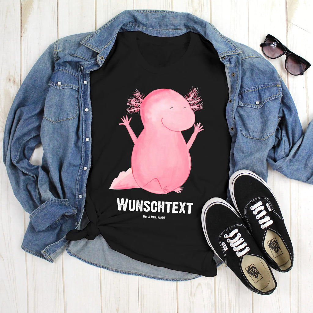 Personalised T-Shirt axolotl Hooray Wunschtext, T-Shirt Personalisiert, T-Shirt mit Aufruck, T-Shirt mit Namen, Bedrucken, Molch, Axolotl, Freude, Lurch, Lurche, Fröhlich, Schwanzlurch, Motivation, Spaß, Zufriedenheit, Axolot