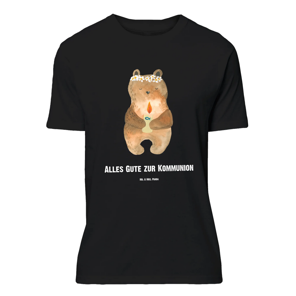 Personalisiertes T-Shirt Bär Kommunion T-Shirt Personalisiert, T-Shirt mit Namen, Frauen, Wunschtext, Männer, T-Shirt mit Aufruck, Bedrucken, Teddybär, Teddy, Bär, Taufkerze, Gottes Segen, katholisch, Kommunion