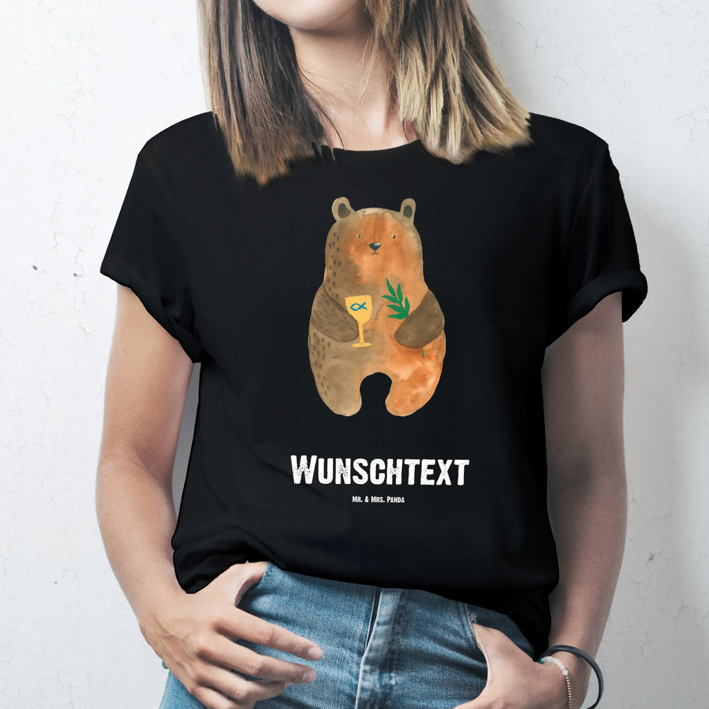Personalisiertes T-Shirt Konfirmation-Bär T-Shirt mit Aufruck, Wunschtext, Bedrucken, T-Shirt Personalisiert, T-Shirt mit Namen, Teddybär, Teddy, Bär, Evangelisch, Kirche, Konfirmation, Gottesdienst