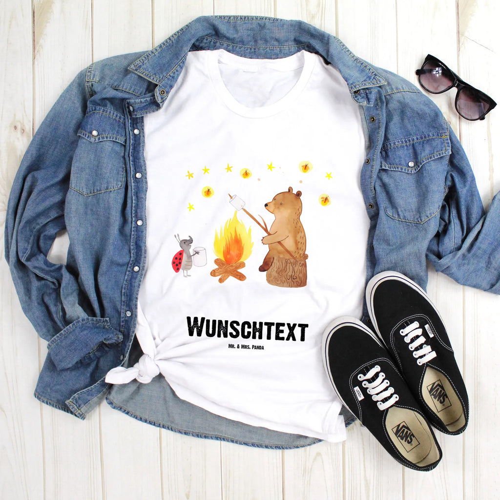 Personalisiertes T-Shirt Bär & Marienkäfer Lagerfeuer T-Shirt mit Namen, Wunschtext, T-Shirt mit Aufruck, T-Shirt Personalisiert, Bedrucken, Teddybär, Teddy, Bär, Lagerfeuer