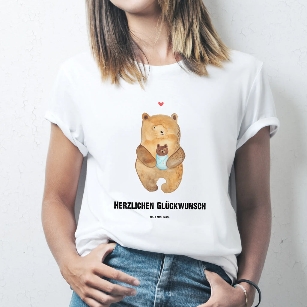 Personalisiertes T-Shirt Bär mit Baby Bedrucken, T-Shirt mit Namen, Wunschtext, T-Shirt Personalisiert, T-Shirt mit Aufruck, Teddybär, Teddy, Bär, Neffe, Geburt, Mutter, Enkel, Täufling, Glückwunsch, Taufe, Geburtstag, Nichte, Eltern, Enkelin, Baby