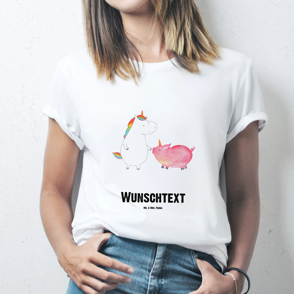 Rozmiar L Personalizowana koszulka jednorożec świnia T-Shirt mit Namen, T-Shirt Personalisiert, Bedrucken, Wunschtext, T-Shirt mit Aufruck, Einhorn Deko, Unicorn, Einhorn, Einhörner, Schwein, Freundin, Schweinhorn, Freundschaft, Schweinchen