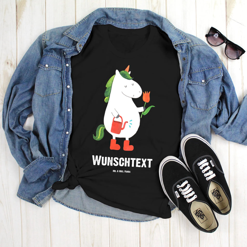 Rozmiar L Personalizowana koszulka jednorożec ogrodnik T-Shirt mit Namen, T-Shirt Personalisiert, Bedrucken, Frauen, Wunschtext, Männer, T-Shirt mit Aufruck, Einhorn, Einhörner, Einhorn Deko, Unicorn, Gießkanne, Garten, Luftballon, Freundin, Freude, Blume, Lebenslust, Stiefel, Giesskanne