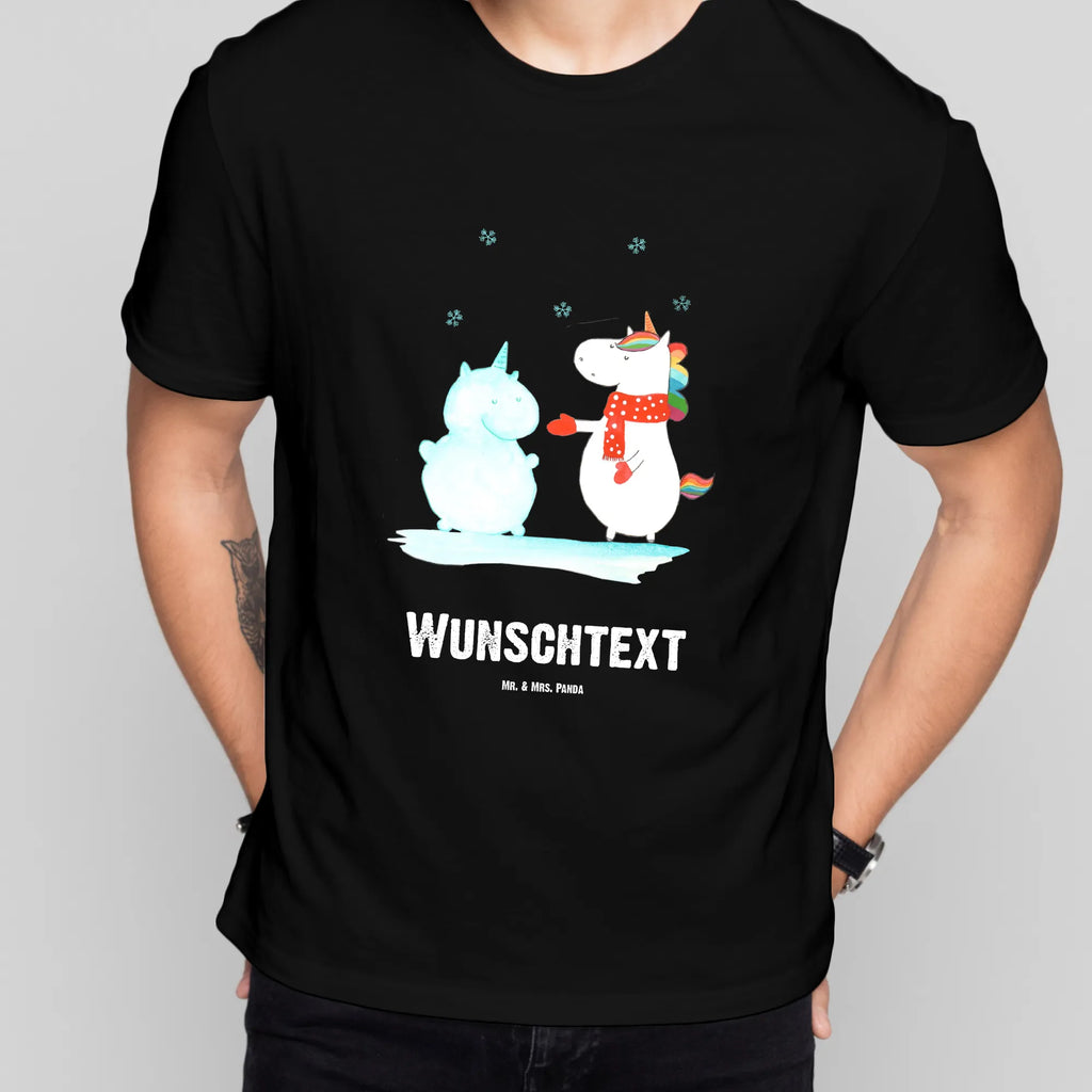 Personalised T-Shirt unicorn snowman T-Shirt mit Namen, Wunschtext, Bedrucken, T-Shirt mit Aufruck, T-Shirt Personalisiert, Einhorn Deko, Unicorn, Einhorn, Einhörner, Winter, Schneemann, X-Mas, Schnee, kalt, Handschuhe, Weihnachten, Mütze, Kuchen