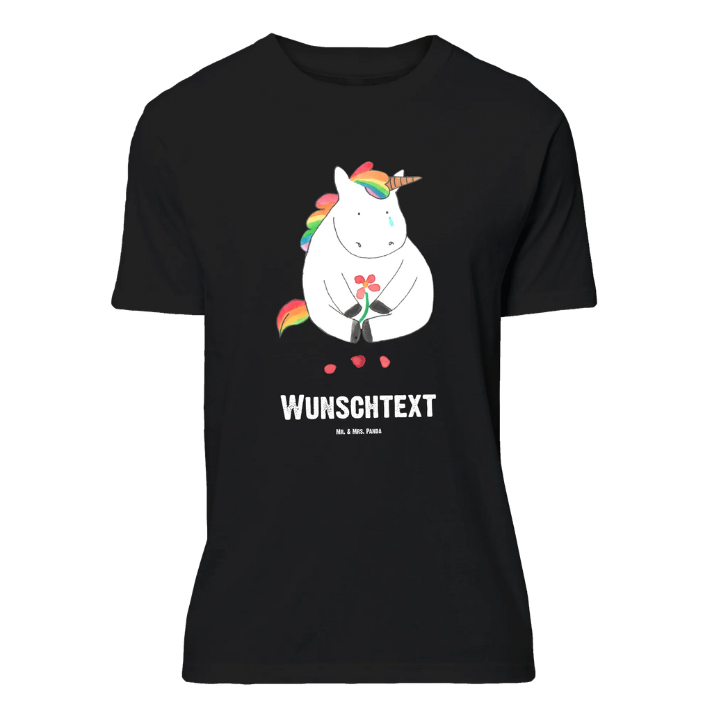 Rozmiar L Personalizowana koszulka Jednorożec Smutny Wunschtext, T-Shirt mit Namen, T-Shirt Personalisiert, Bedrucken, T-Shirt mit Aufruck, Einhorn Deko, Unicorn, Einhorn, Einhörner, Glitzer, Freunde, Liebe, Trauer, Blume, Trösten. Freundschaft, Grußkarte
