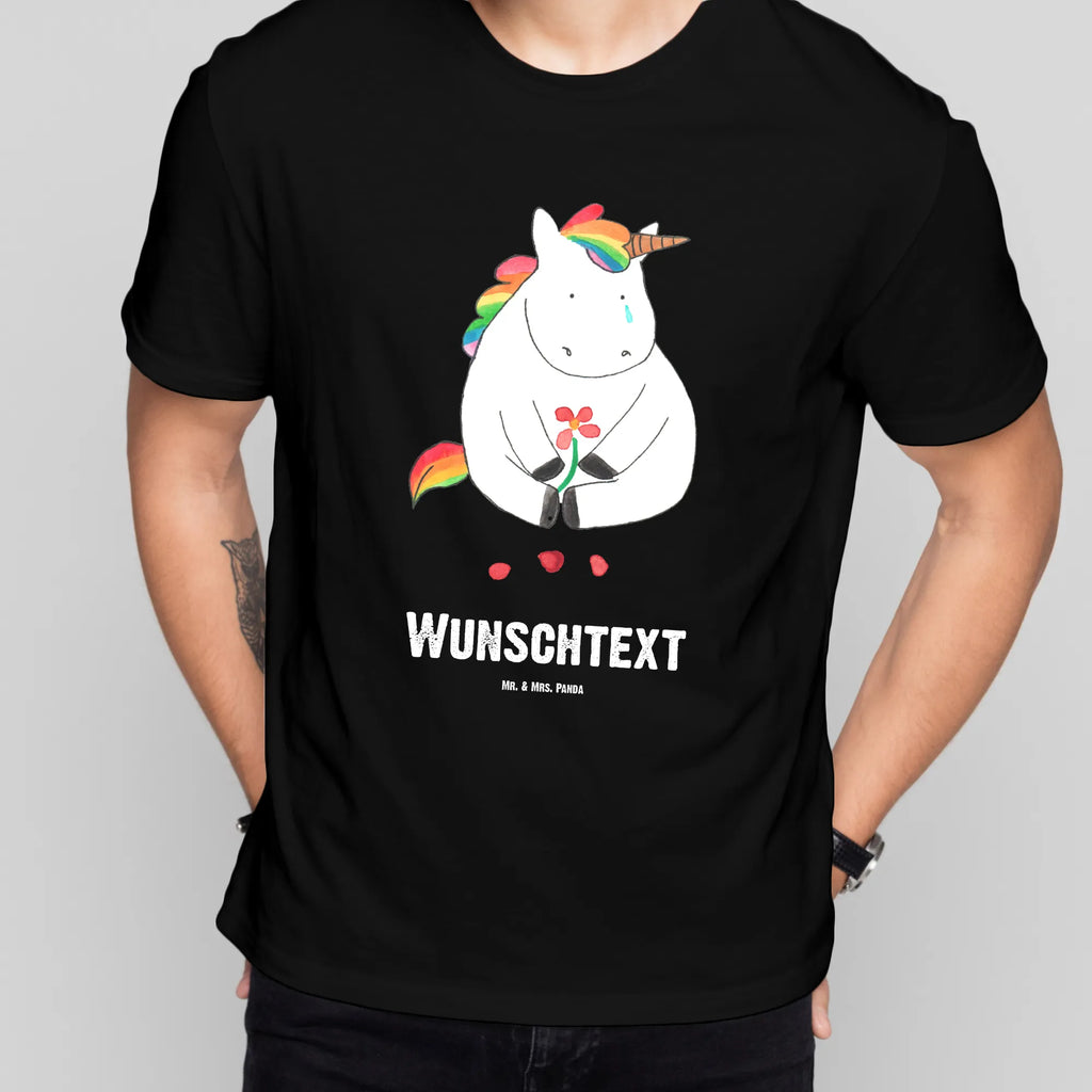 Rozmiar L Personalizowana koszulka Jednorożec Smutny Wunschtext, T-Shirt mit Namen, T-Shirt Personalisiert, Bedrucken, T-Shirt mit Aufruck, Einhorn Deko, Unicorn, Einhorn, Einhörner, Glitzer, Freunde, Liebe, Trauer, Blume, Trösten. Freundschaft, Grußkarte