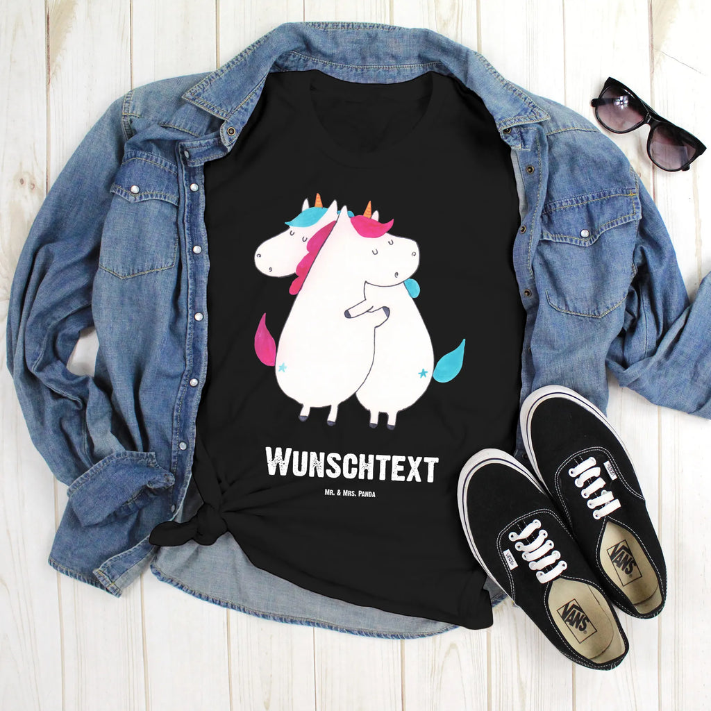 Personalised T-Shirt unicorns Embrace T-Shirt Personalisiert, Bedrucken, T-Shirt mit Namen, Wunschtext, T-Shirt mit Aufruck, Einhorn Deko, Unicorn, Einhorn, Einhörner, Liebe, Familie, BFF, Schwester, Schwestern, Freundinnen, Geschwister, Freundin, Sister