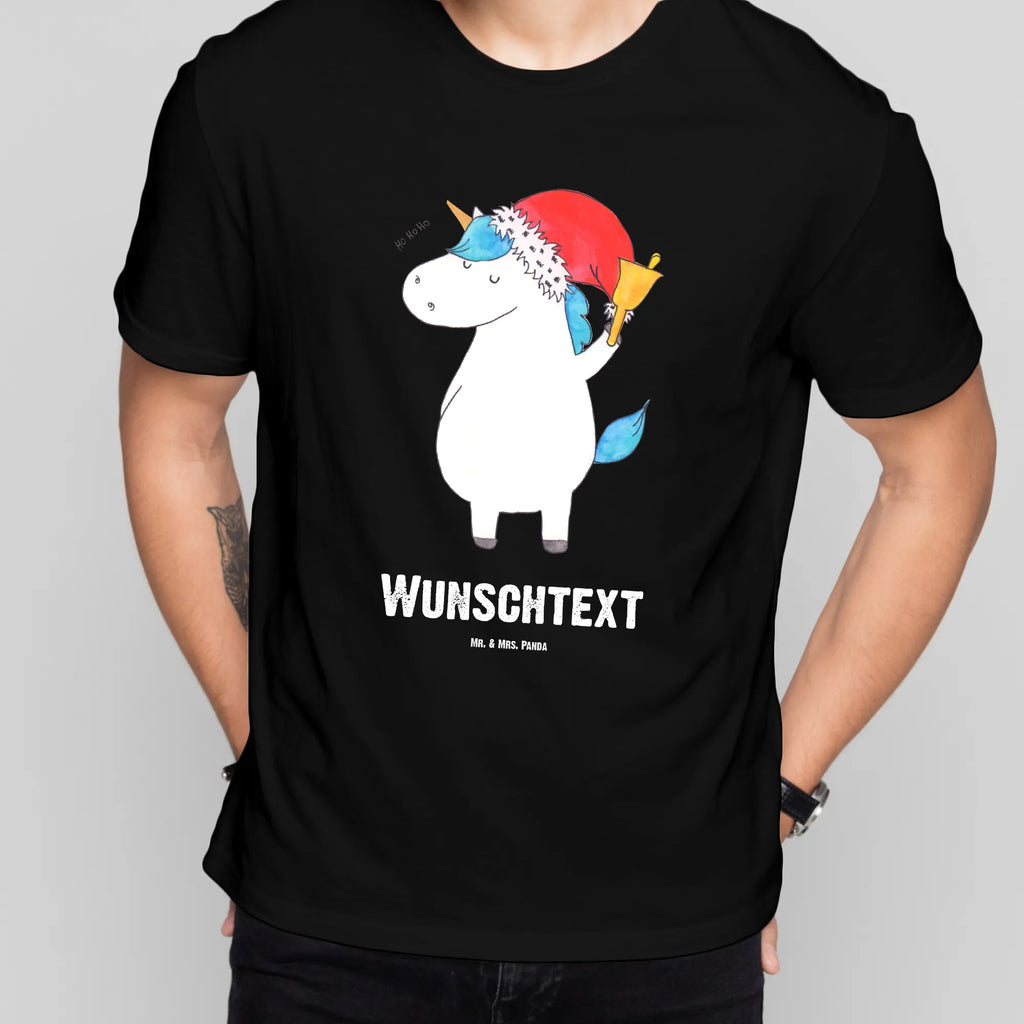 Rozmiar L Personalizowana koszulka Jednorożec Mikołaj T-Shirt Personalisiert, T-Shirt mit Namen, Wunschtext, Bedrucken, T-Shirt mit Aufruck, Einhorn Deko, Unicorn, Einhorn, Einhörner, Feenstaub, Nikolaus, Weihnachten, Gin, Wunschliste, Schoki, Wunschzettel, Schokolade, Weihnachtsmann
