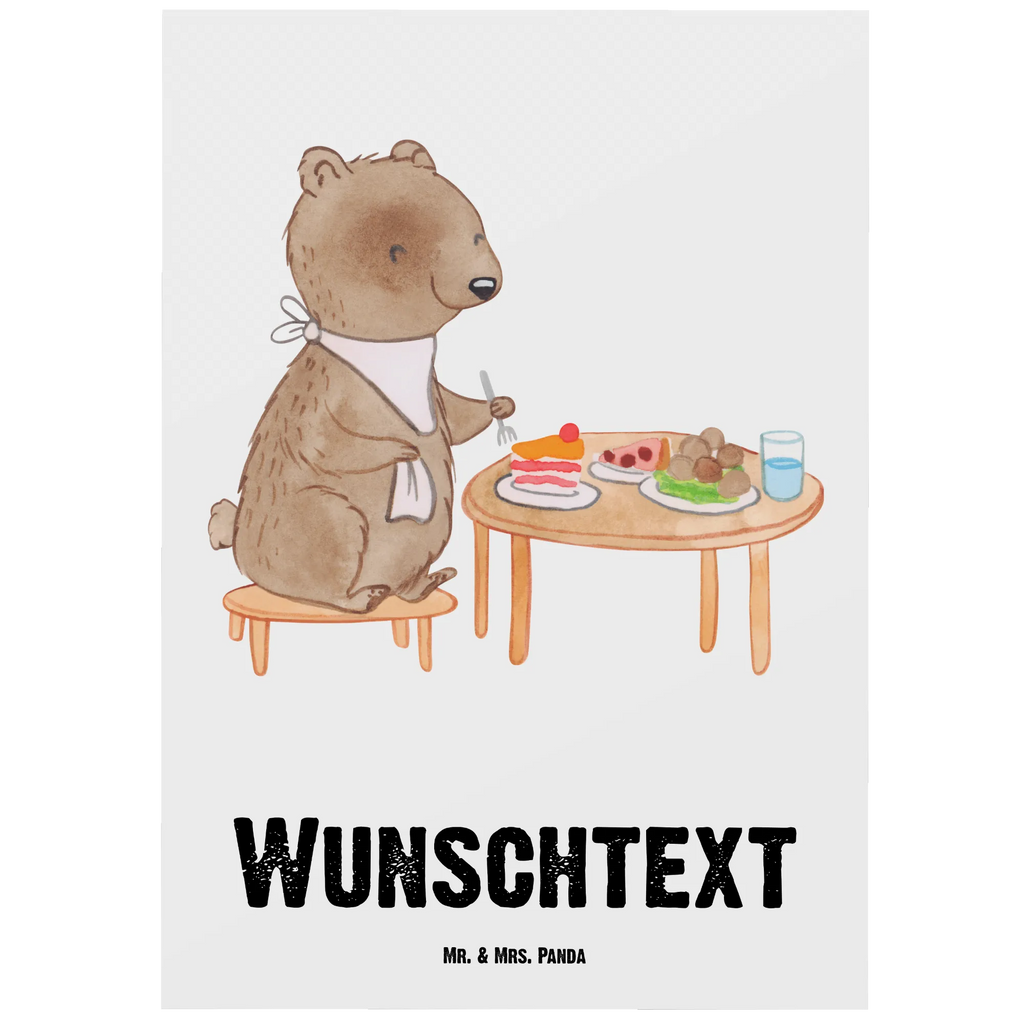 Personalised postcard bear to eat out Gift, sport, hobby, giving, thank you, award, profit, athlete, eating out, dining out, restaurant, Eating out