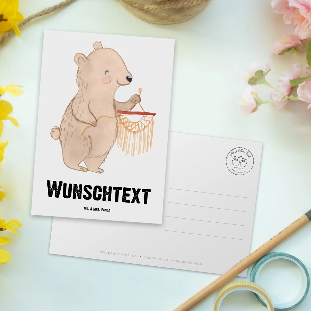 Personalisierte Postkarte Bär Makramee Ansichtskarte mit Namen, Einladung mit Wunschtext, Ansichtskarte mit Wunschtext, Geschenkkarte mit Wunschtext, Geschenkkarte mit Namen, Karte mit Wunschtext, Postkarte Bedrucken, Postkarte mit Wunschtext, Grußkarte mit Wunschtext, Postkarte mit Namen, Einladung mit Namen, Karte mit Namen, Postkarte Personalisierbar, Grußkarte mit Namen, Geschenk, Schenken, Sport, Sportart, Hobby, Danke, Dankeschön, Auszeichnung, Gewinn, Sportler, Basteln mit Makramee, Makramee, Basteln